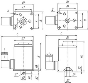 Рис.1. Габаритный чертеж электромагнита ЭМД-2222С